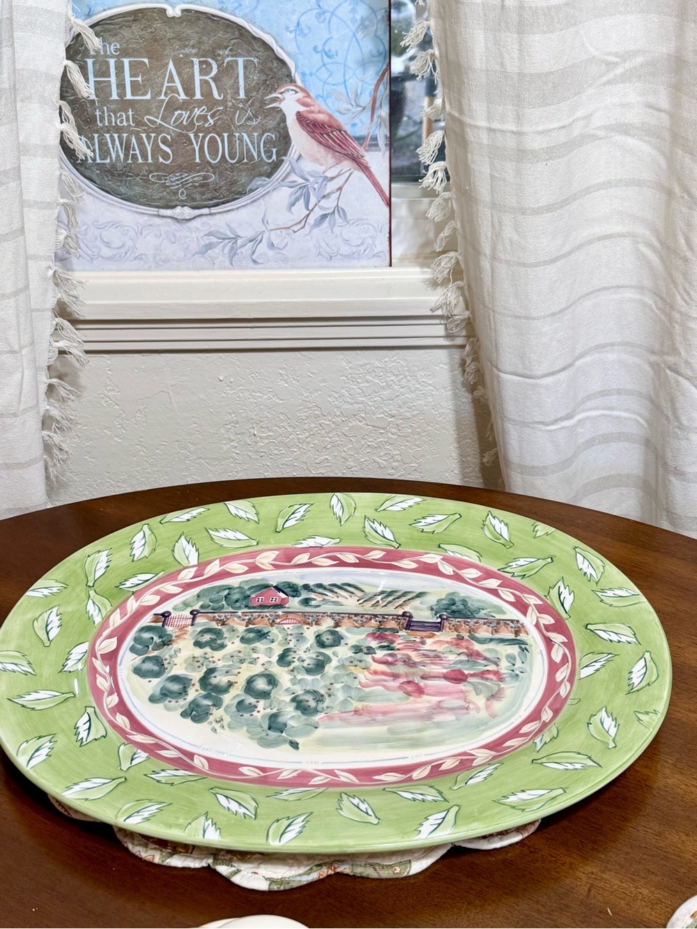 Michael Sparks Farmhouse Hand-Painted Farm Scene serving platter 15 x 19 inches